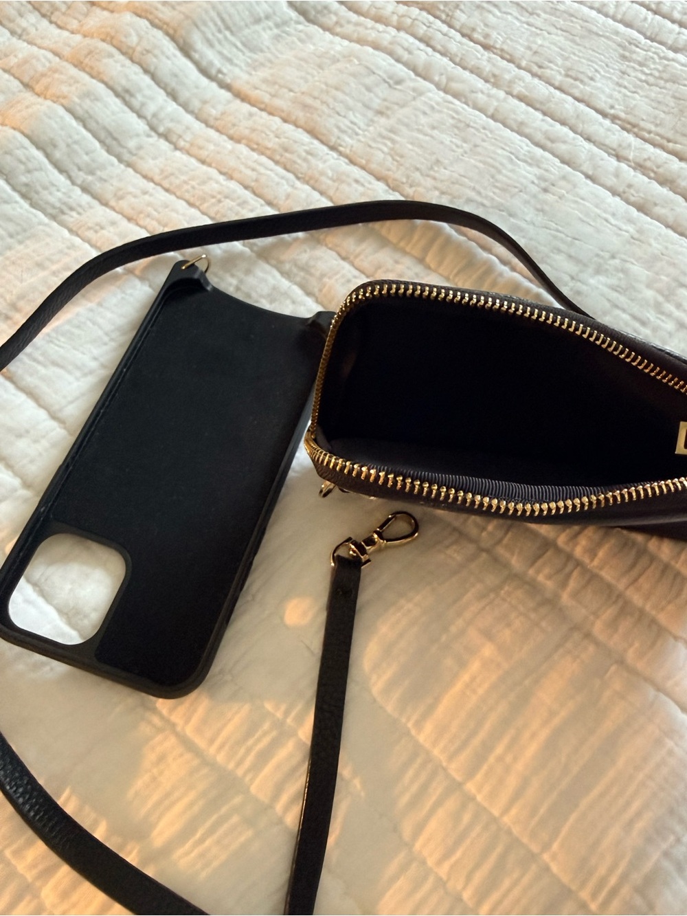 Bandolier Black Pebbled Leather Crossbody bag and Apple phone case - Picture 4 of 7